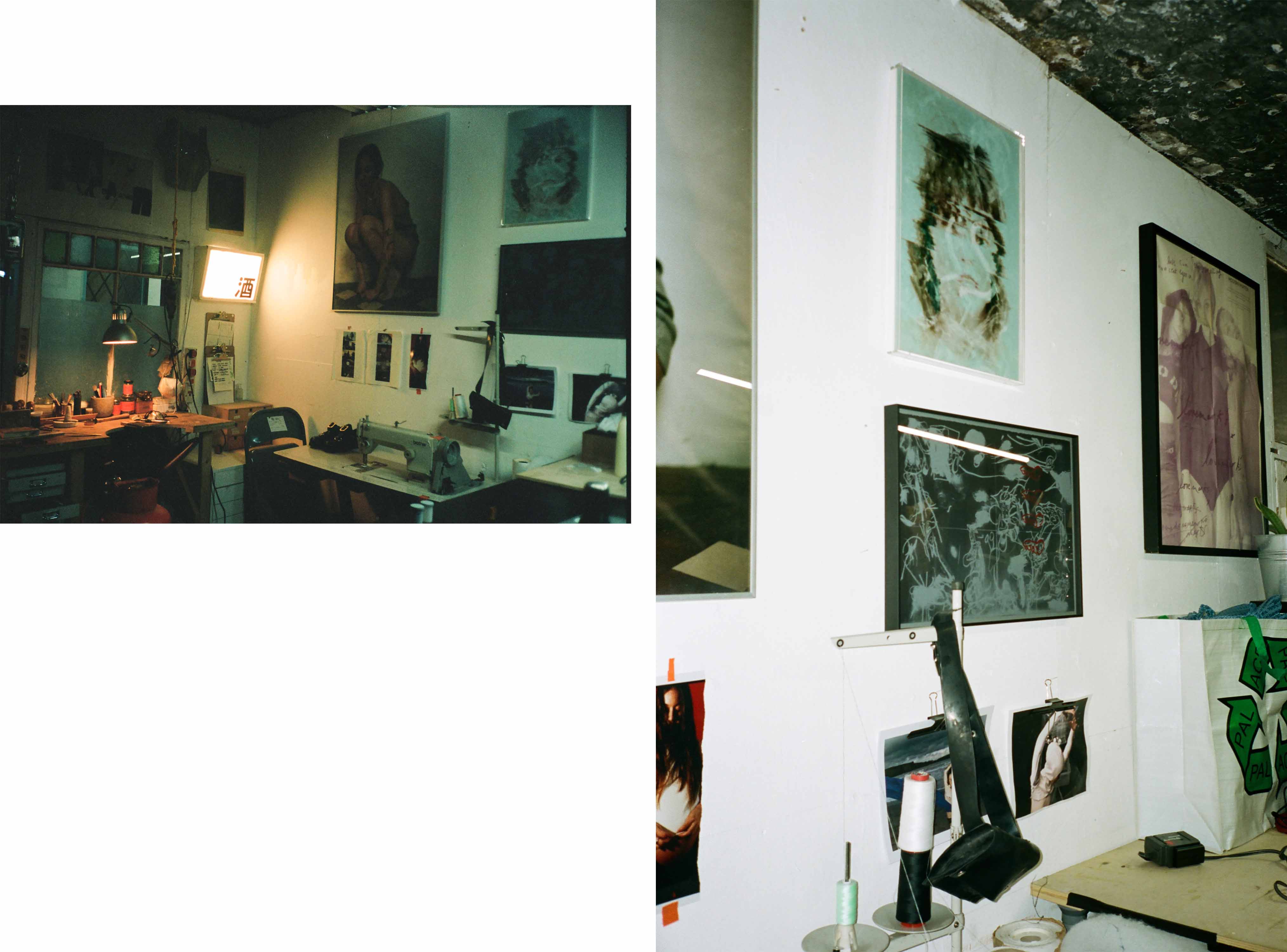 “Our studio wall, featuring friends’ work; Oscar, Lucas and Saskia.”